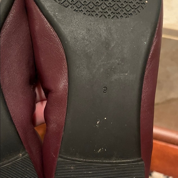 Tory Burch Burgundy Flats with Floral Accent - Picture 7 of 8